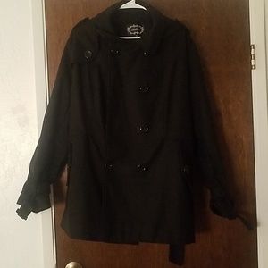 Solid black peacoat